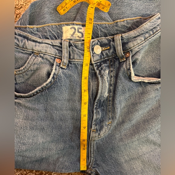 Free People - We the Free - High Rise Straight Jeans, Rigid Vintage Denim Sz 25 - Picture 11 of 12